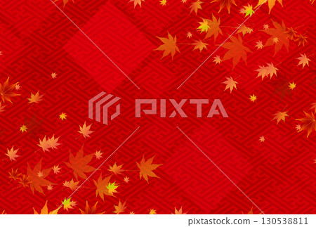 秋天的秋葉日本圖案樹葉背景 130538811