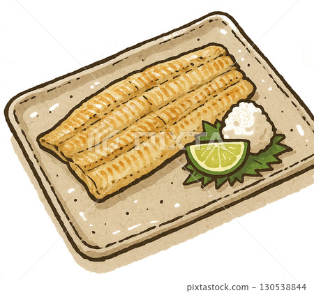 Illustration of grilled eel Illustration of grilled eel 130538844