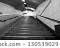 Long staircase at subway exit "Sapporo Subway Shin-Sapporo Station" black and white 130539029