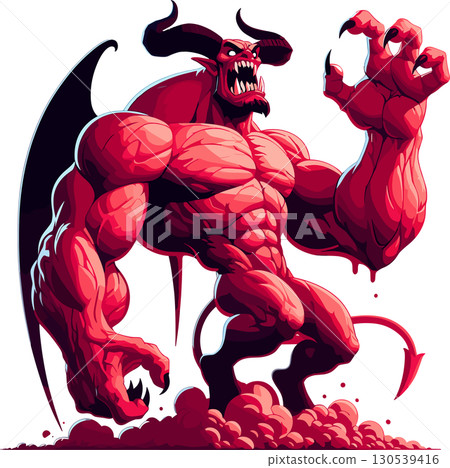 Illustration of a big red demon Illustration of a big red demon 130539416