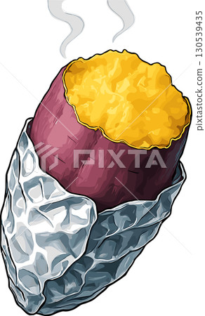 Illustration of a steaming roasted sweet potato 130539435