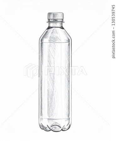 Illustration of Plastic Water Bottle with Clear Liquid on White Background 130539745