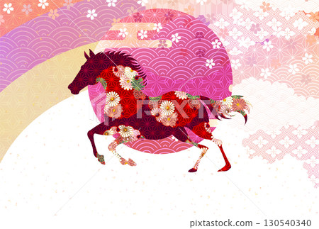 Horse New Year's card zodiac background 130540340