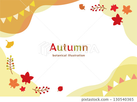 Cute frame of fallen autumn leaves yellow Cute frame of fallen autumn leaves yellow 130540365