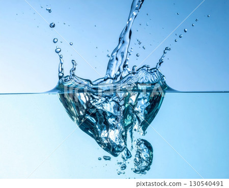 Dynamic Blue Water Splash with Abstract Ripple Effect and Transparent Motion 130540491