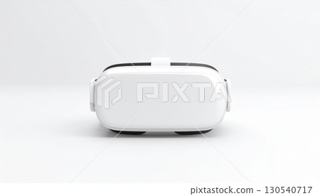 Close Up of White VR Headset in a Bright Studio with Clean Lines Minimalist Design for Interactive Gaming 130540717