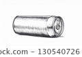 Minimalist Metal Can on White Seamless Background Studio Lighting 130540726