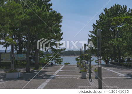 從八景島站通往海之公園的林蔭小徑和蔚藍的海景 130541025