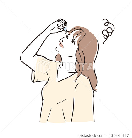 Young woman in poor health: tired eyes, dry eyes 130541117