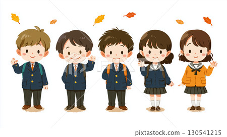 一位身穿校服、背著背包、微笑的國中生 130541215