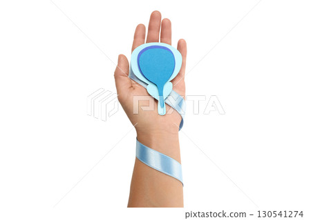 Blue ribbon for prostate cancer awareness, isolated on white, PNG Blue ribbon for prostate cancer awareness, isolated on white, PNG 130541274