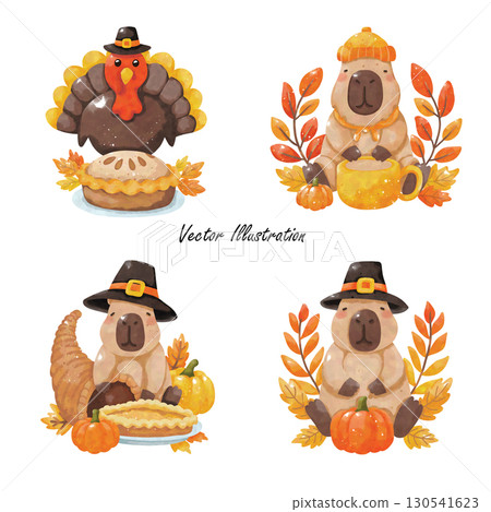 Cute Thanksgiving Capybara Clipart | Fall Harvest & Autumn Animals PNG Cute Thanksgiving Capybara Clipart | Fall Harvest & Autumn Animals PNG 130541623