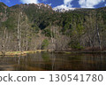 A clear day in Kamikochi, with the snow-capped Hodaka Renzan mountain range visible in the Tashiro Marsh 130541780