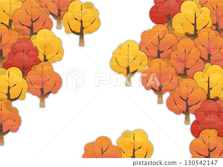 Path through a broadleaf forest, white, autumn, horizontal standard paper ratio 130542147