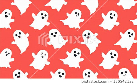 Cute and funny seamless Halloween pattern with cartoon animal ghosts, cats, and dogs for a fun wallpaper design Cute and funny seamless Halloween pattern with cartoon animal ghosts, cats, and dogs for a fun wallpaper design 130542152