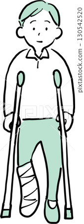 Man using crutches 130542520