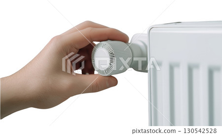 Turning thermostat knob to adjust heat, created with AI, PNG 130542528