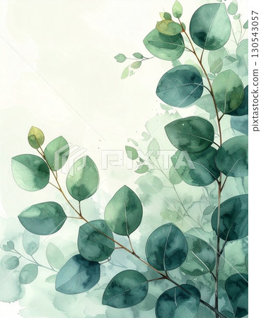 Watercolor style eucalyptus branch illustration 130543057