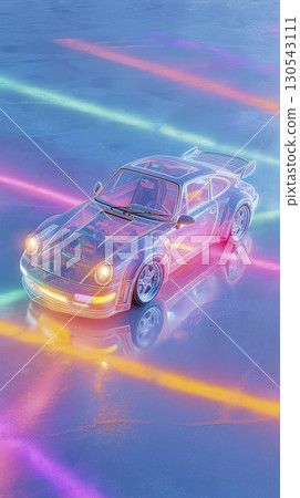 Transparent electric car shows its inner workings and futuristic essence, creating sense of wonder 130543111