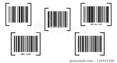 Fake barcode for design collection. Barcode labels code stripes sticker isolated on white background. 130543300