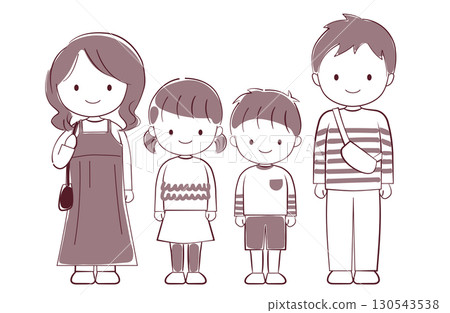 A relaxed illustration of a family of four going out 130543538