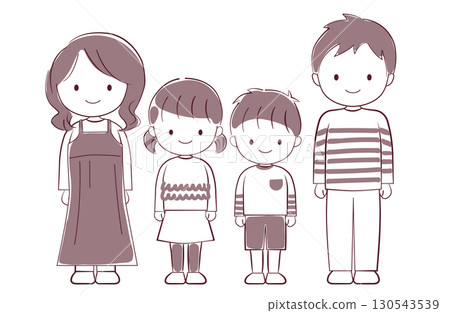 A relaxed illustration of a family of four A relaxed illustration of a family of four 130543539