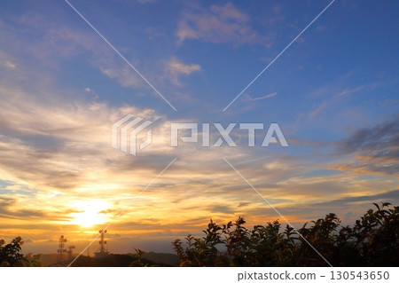 Evening view from Mt. Wanizuka, sunset, radio tower 130543650