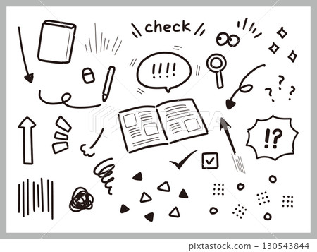 Hand-drawn decoration set including speech bubbles and arrows (black, vector) 130543844