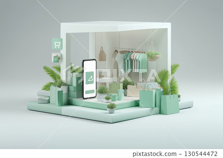 3D smartphone shopping and virtual stores 130544472