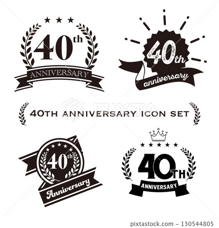 40 週年紀念圖示套裝，配有絲帶和裝飾框架。 130544805