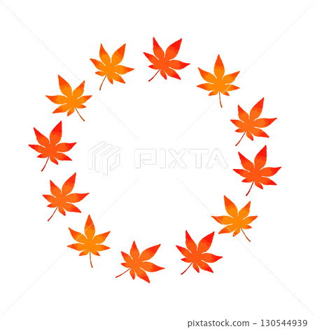 Autumn leaves round frame illustration Autumn fallen leaves Maple 130544939