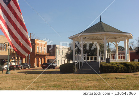 Gazebo and American Flag in Downtown Jefferson TX 130545060