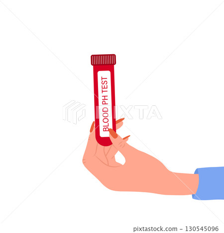 Ph blood test. Medical test tube. Health care concept. Vector illustration in flat style 130545096
