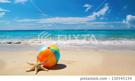 Tropical beach. Summer vacation on a tropical island with beautiful beach and palm trees. Tropical Maldives. 130545134