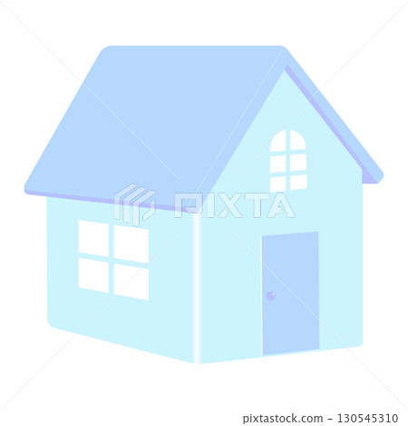 Illustration material of a cute light blue house 130545310