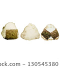 Three triangular rice balls, hand-painted watercolor 130545380