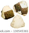 Three triangular rice balls, hand-painted watercolor 130545381