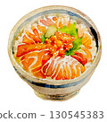 Salmon oyakodon hand-painted watercolor 130545383