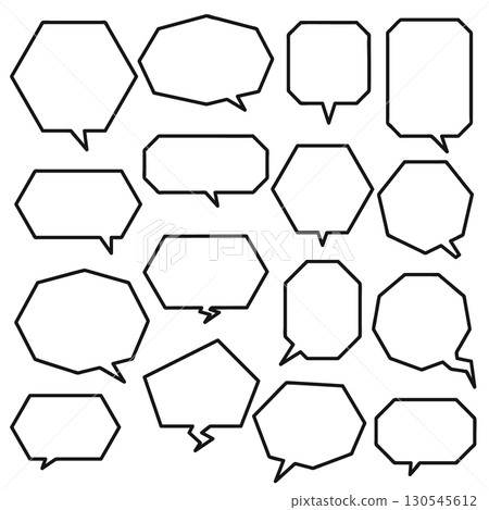 Easy-to-use simple polygonal speech bubble set. Pentagon, hexagon, octagon, white, black 130545612