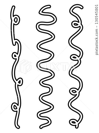 Hand-drawn squiggly vertical line set 130545801