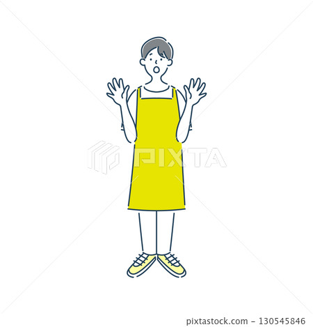 A simple line drawing of a surprised male nursery teacher 130545846