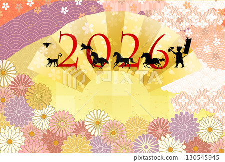 馬年賀卡十二生肖背景 130545945