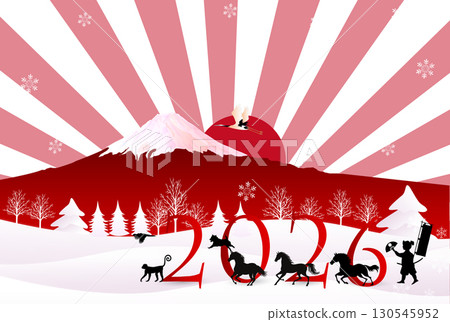 Horse New Year's card zodiac background Horse New Year's card zodiac background 130545952