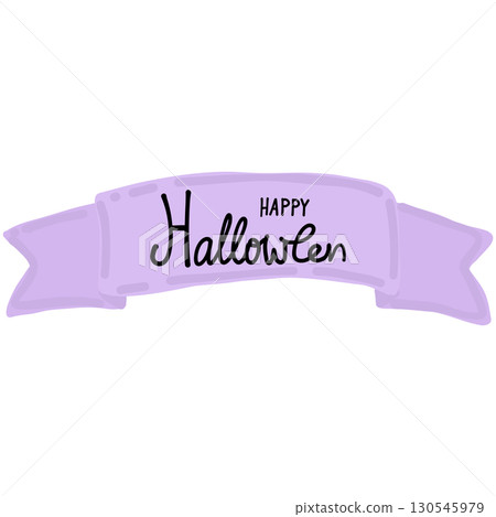 Happy Halloween label with ribbon Happy Halloween label with ribbon 130545979