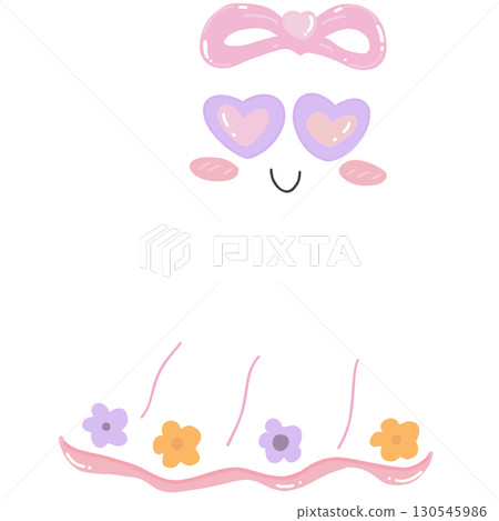 cute cartoon ghost sunglasses with flowers Halloween hand drawn style i 130545986
