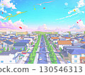 住宅區CG 柔和色彩街景背景流行 130546313
