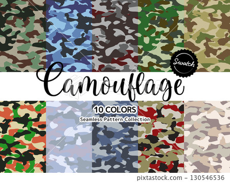 Set of seamless patterns in different colors Camouflage Set of seamless patterns in different colors Camouflage 130546536