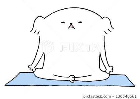 Dog meditating on a yoga mat Dog meditating on a yoga mat 130546561