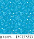 Seamless medical pattern with healthcare icons on blue background. Recolorable endless pattern with white line icons 130547251