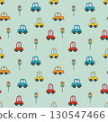 Kids pattern with cars. Cartoon cars seamless. Repeating pattern for boys. Children's cartoon background 130547466